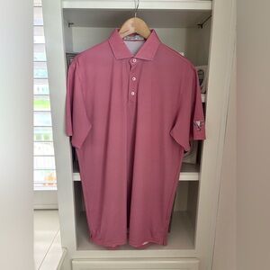 Holderness & Bourne The Barnes Polo Men’s Large Pink Striped Tailored Fit Golf